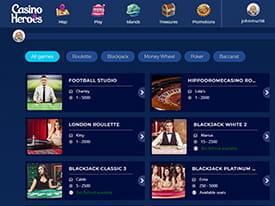 Casino Heroes Has a Variety of Live Games