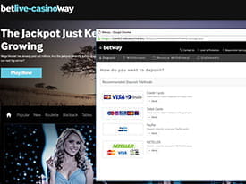 Picture of the Betway deposit page