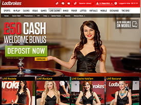 Ladbrokes Live Casino Page - Screenshot