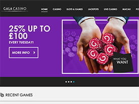 Gala Casino’s Home Page