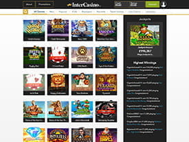 Game Lobby at InterCasino