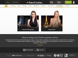 Live Casino Section at InterCasino