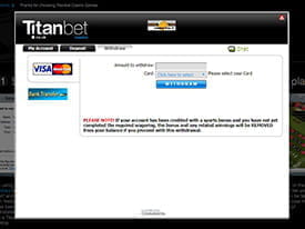 Titanbet Withdrawal Screen